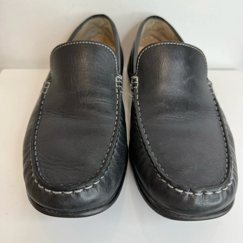 Ecco Black Leather Classic Moc Toe Leather Loafer Shoe Slip On Men Size 42 US 8
